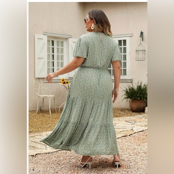 NWOT Nemidor Floral Maxi Dress in Mint Green - Size 22 - Picture 2 of 13